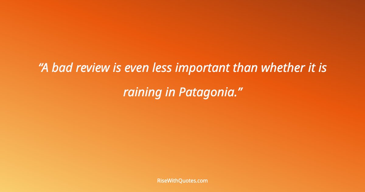 A bad review is even less important than whether it is raining in Patagonia.
