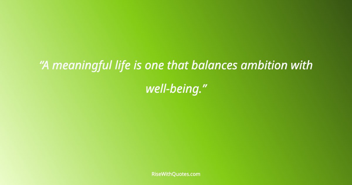 A meaningful life is one that balances ambition with well-being.