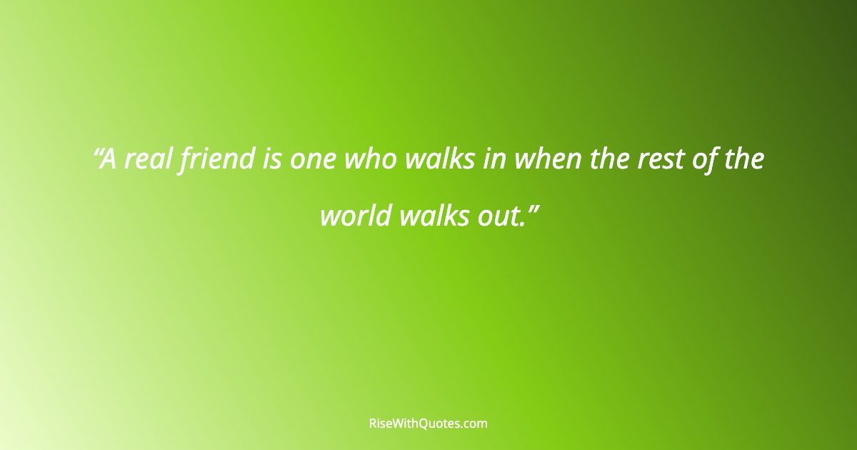 A real friend is one who walks in when the rest of the world walks out.