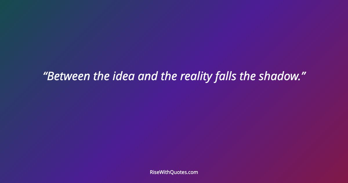 Between the idea and the reality falls the shadow.
