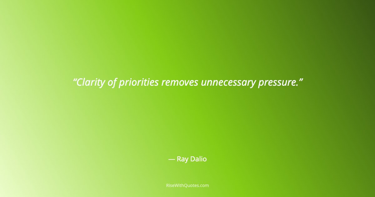 Clarity of priorities removes unnecessary pressure.
