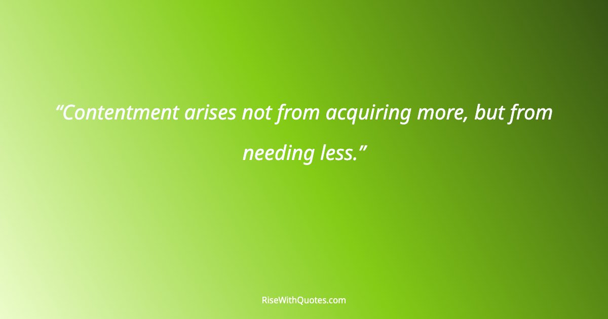 Contentment arises not from acquiring more, but from needing less.
