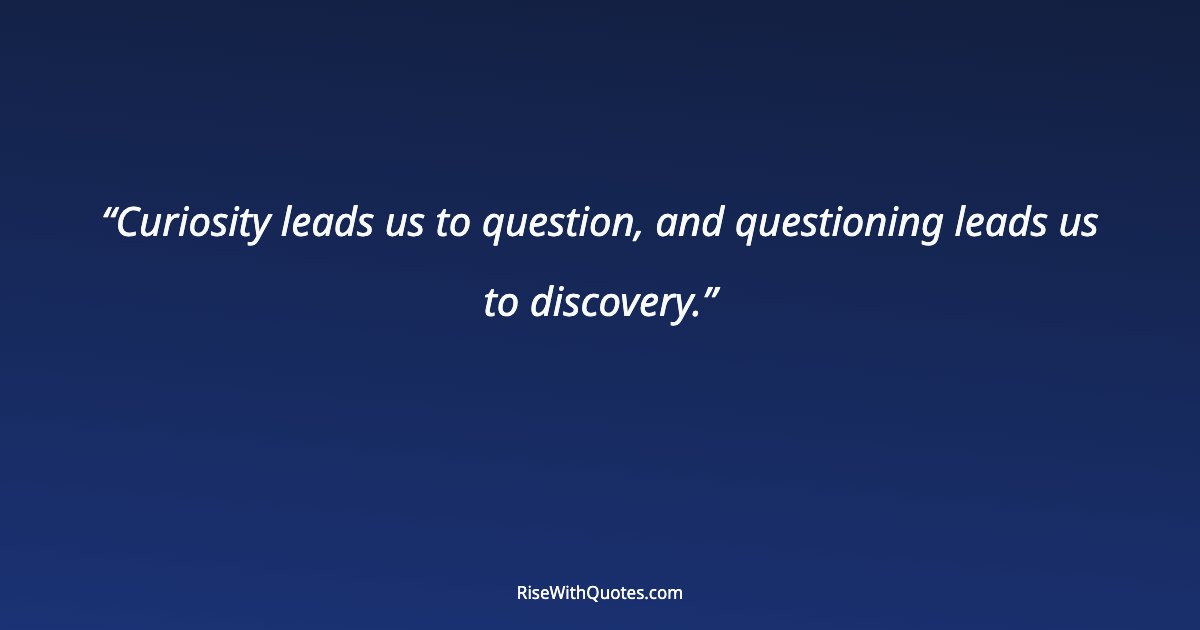 Curiosity leads us to question, and questioning leads us to discovery.