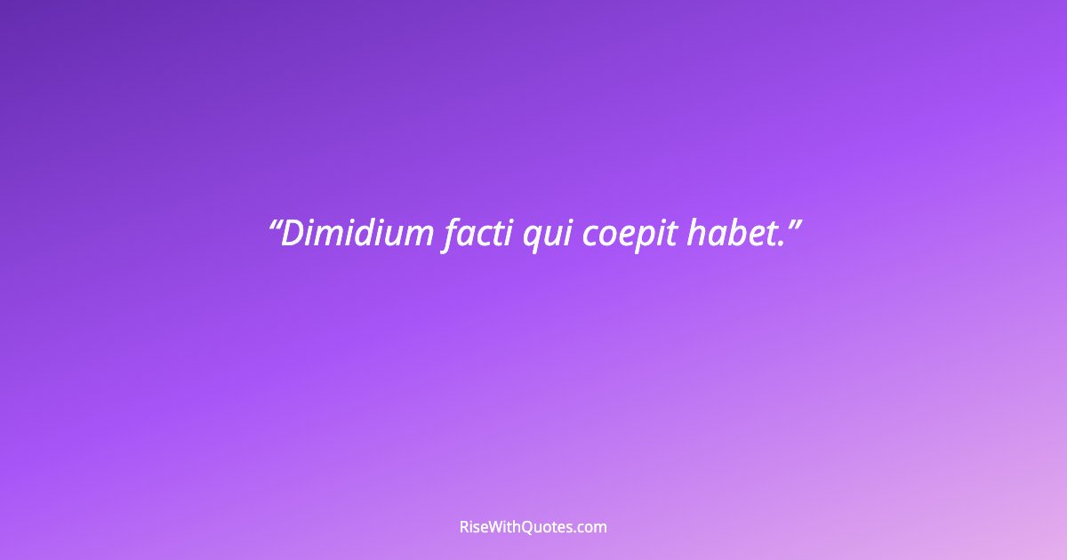 Dimidium facti qui coepit habet.