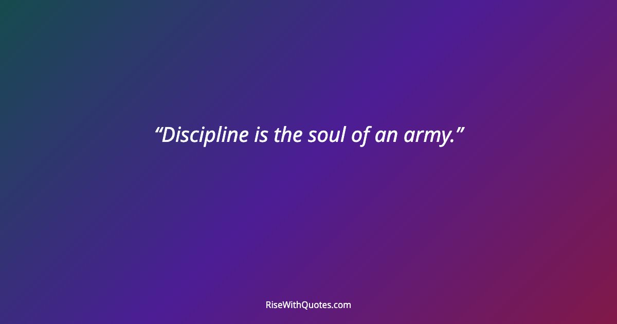 Discipline is the soul of an army.