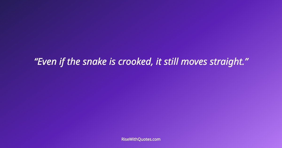 Even if the snake is crooked, it still moves straight.