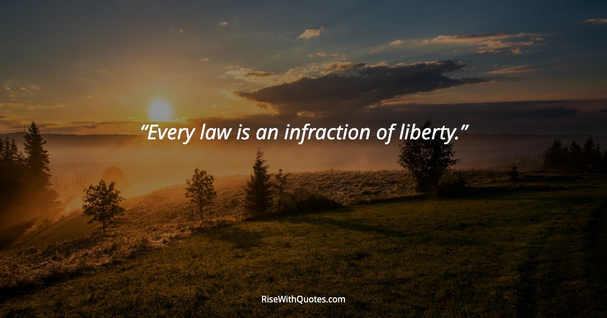 Every law is an infraction of liberty.