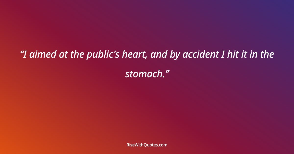 I aimed at the public's heart, and by accident I hit it in the stomach.