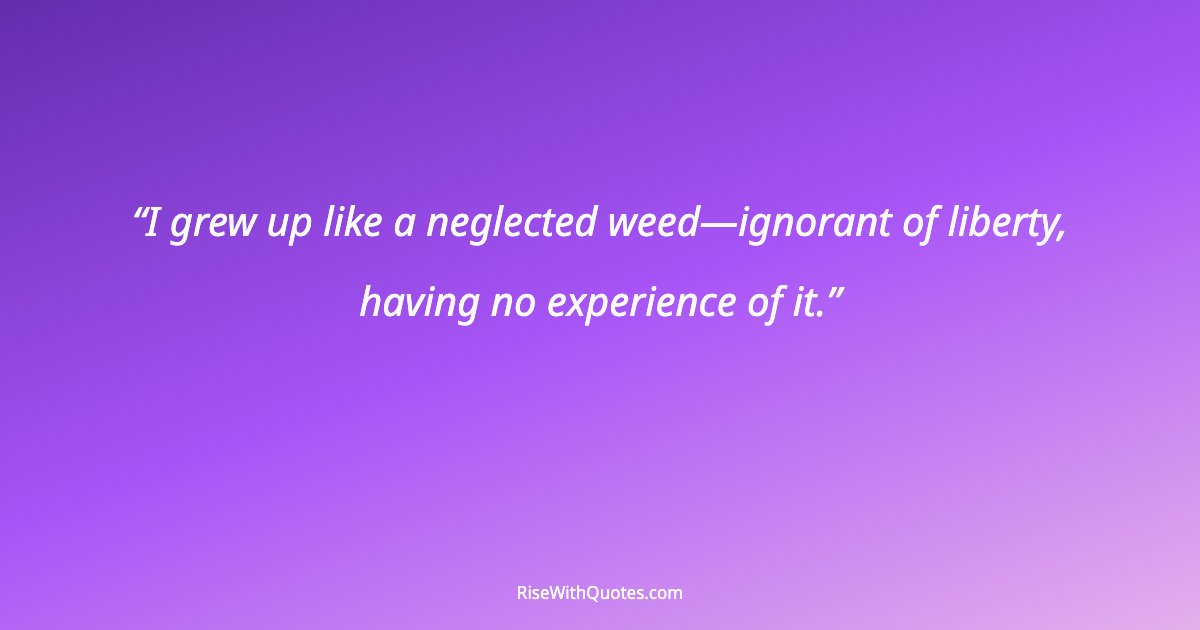 I grew up like a neglected weed—ignorant of liberty, having no experience of it.