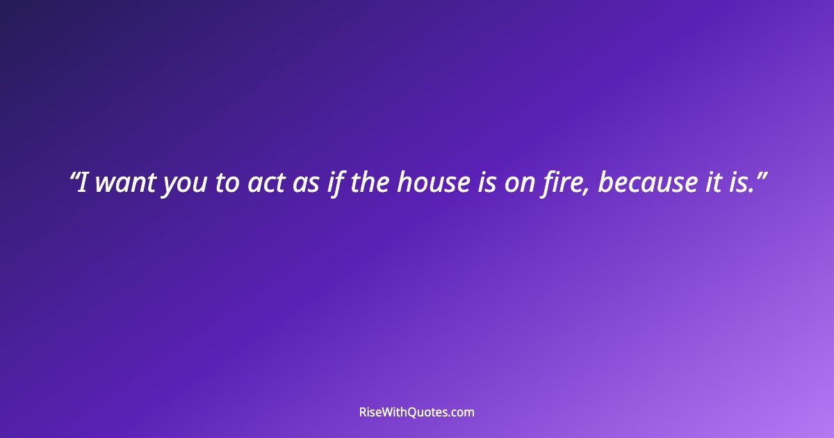 I want you to act as if the house is on fire, because it is.