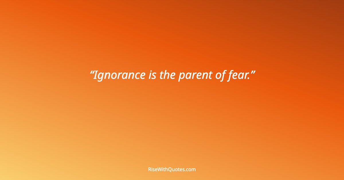 Ignorance is the parent of fear.