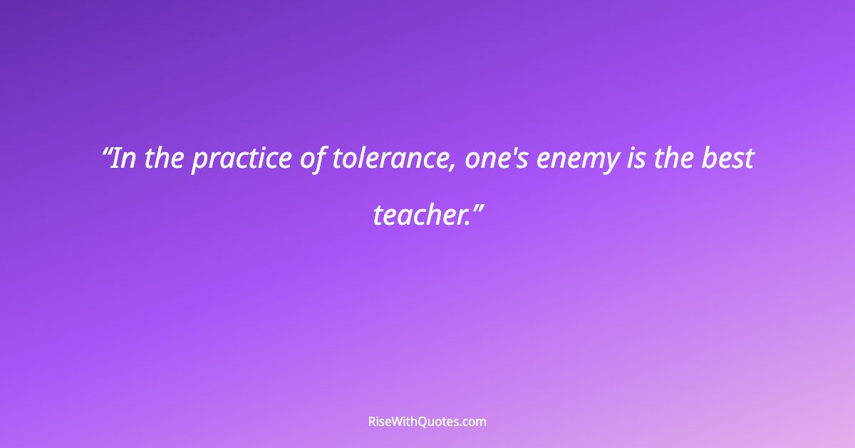 In the practice of tolerance, one's enemy is the best teacher.