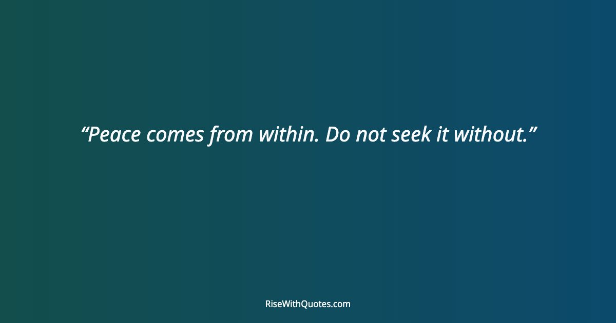 Peace comes from within. Do not seek it without.