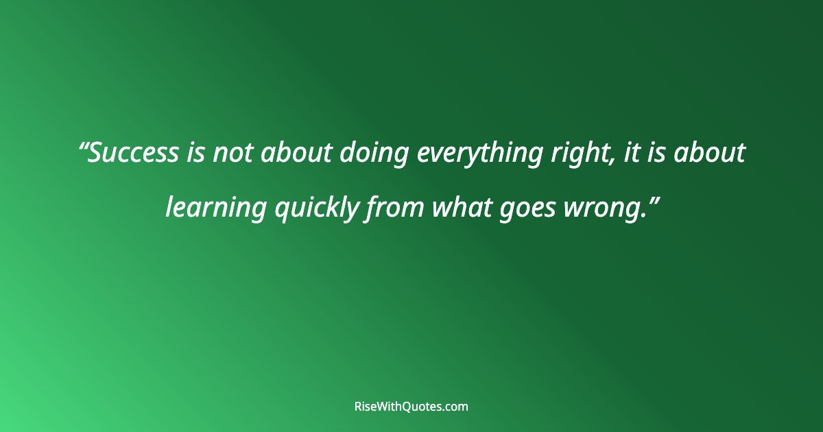 Success is not about doing everything right, it is about learning quickly from what goes wrong.