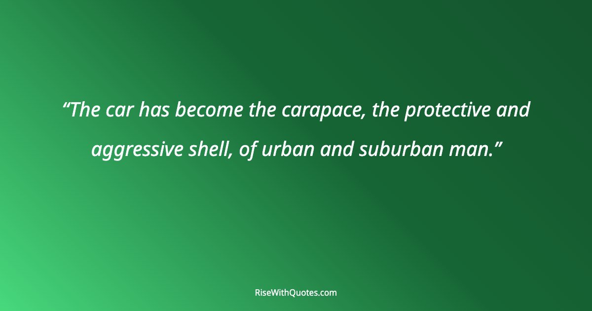 The car has become the carapace, the protective and aggressive shell, of urban and suburban man.
