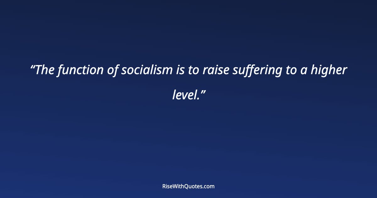 The function of socialism is to raise suffering to a higher level.