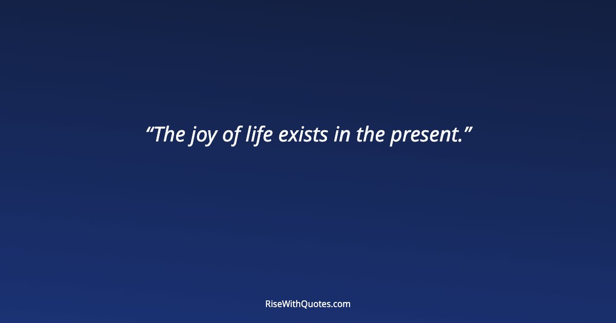 The joy of life exists in the present.