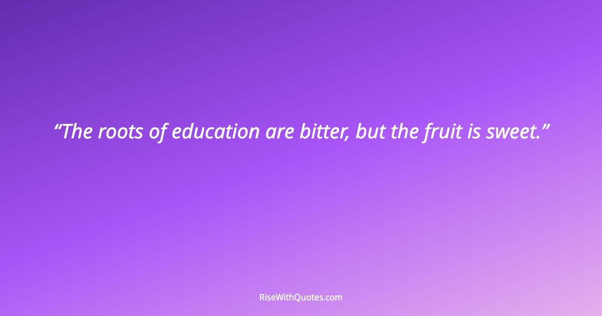 The roots of education are bitter, but the fruit is sweet.