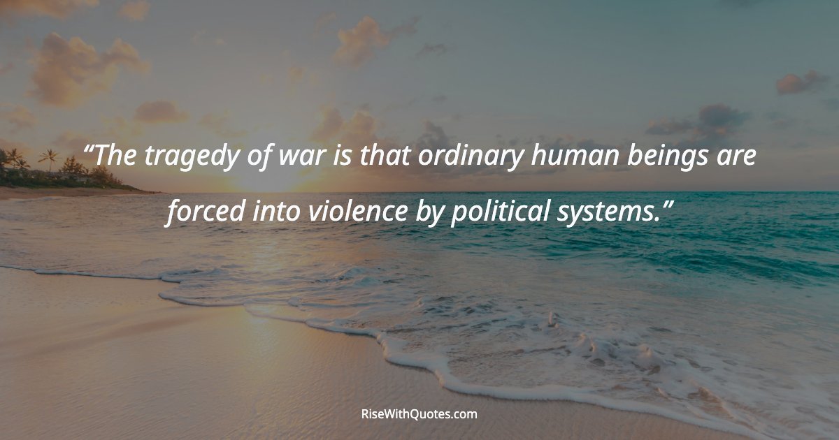 The tragedy of war is that ordinary human beings are forced into violence by political systems.