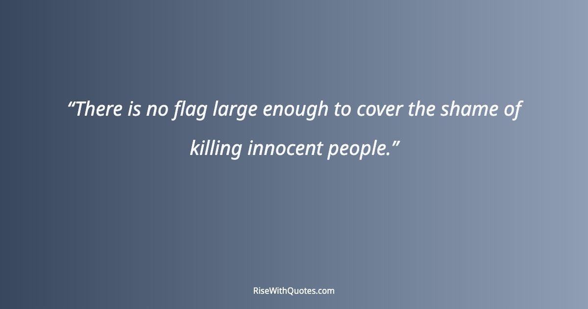 There is no flag large enough to cover the shame of killing innocent people.