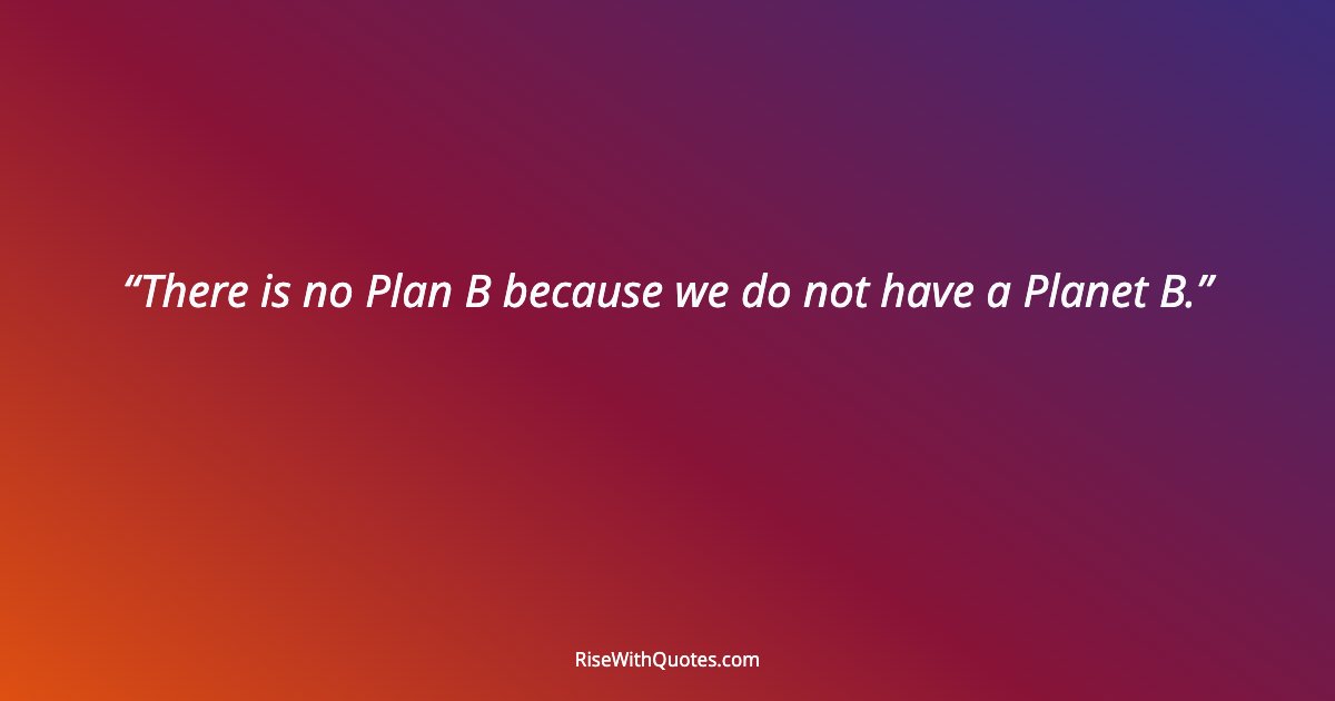 There is no Plan B because we do not have a Planet B.