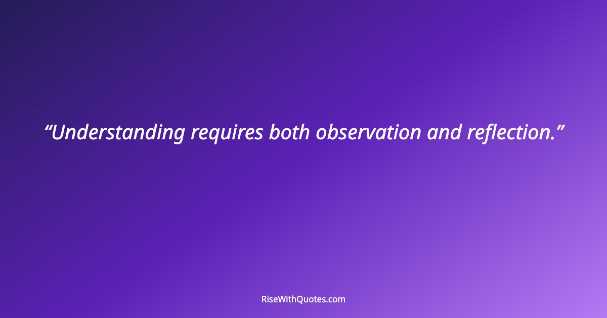 Understanding requires both observation and reflection.