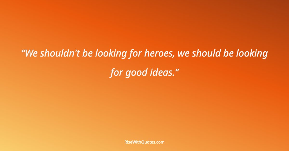 We shouldn't be looking for heroes, we should be looking for good ideas.