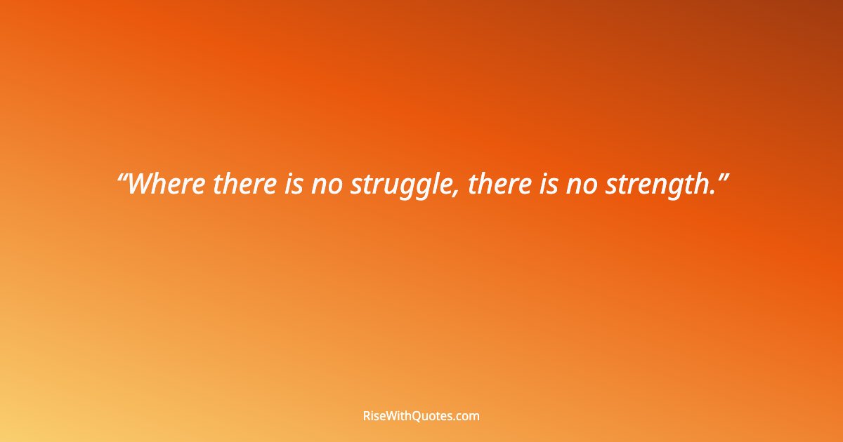 Where there is no struggle, there is no strength.