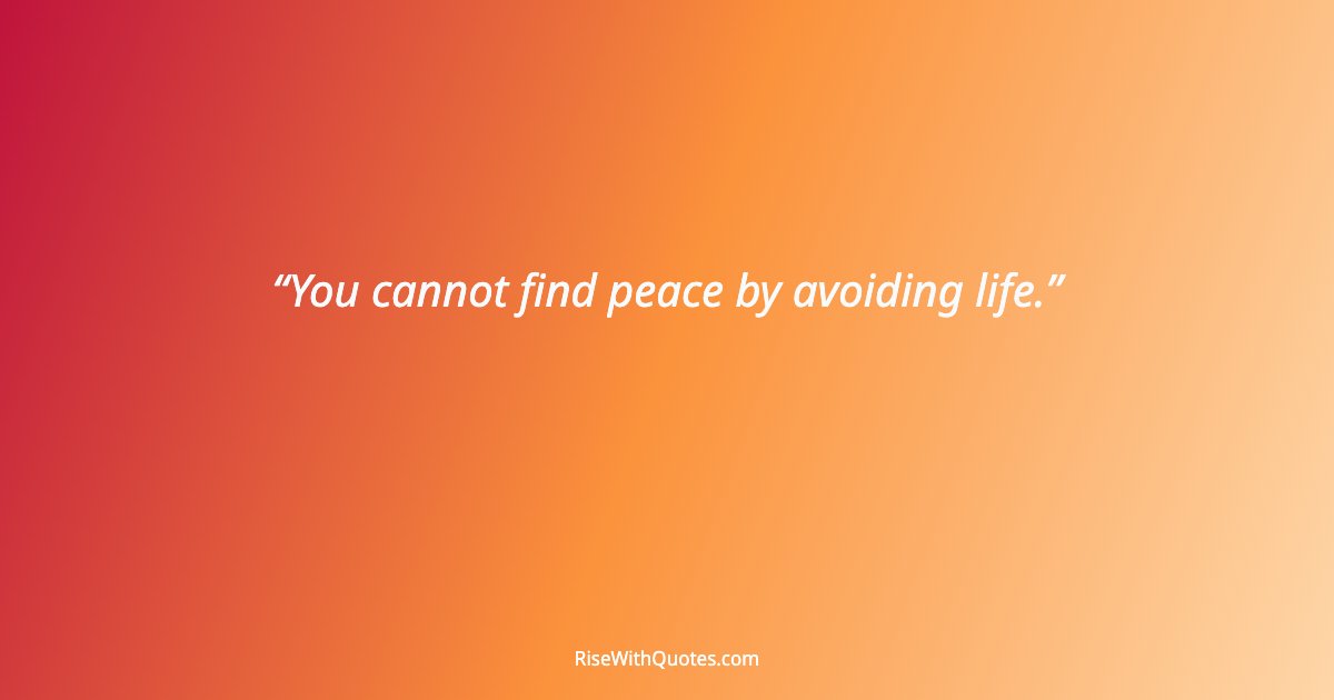 You cannot find peace by avoiding life.