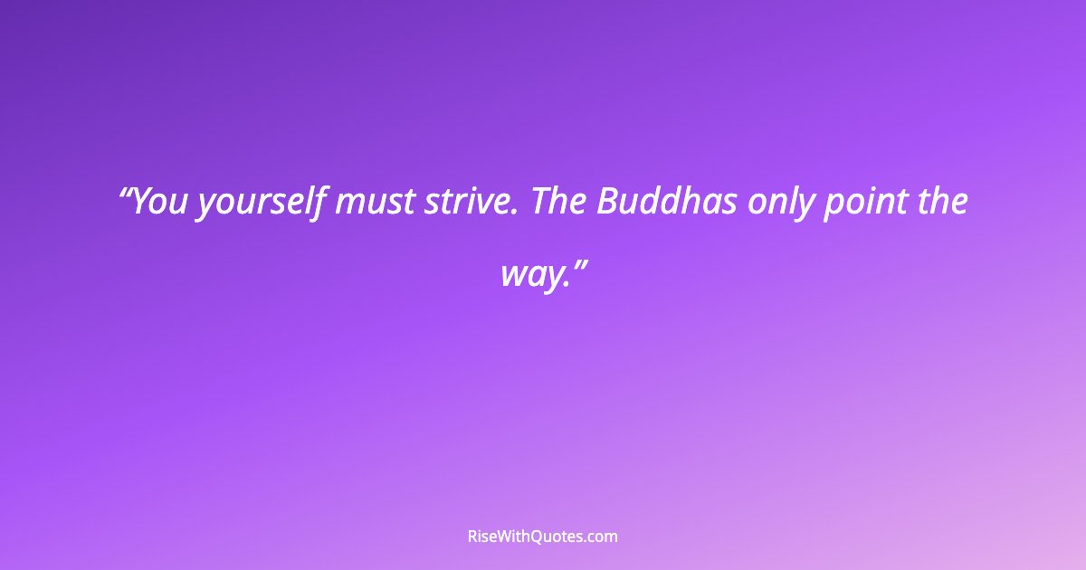 You yourself must strive. The Buddhas only point the way.
