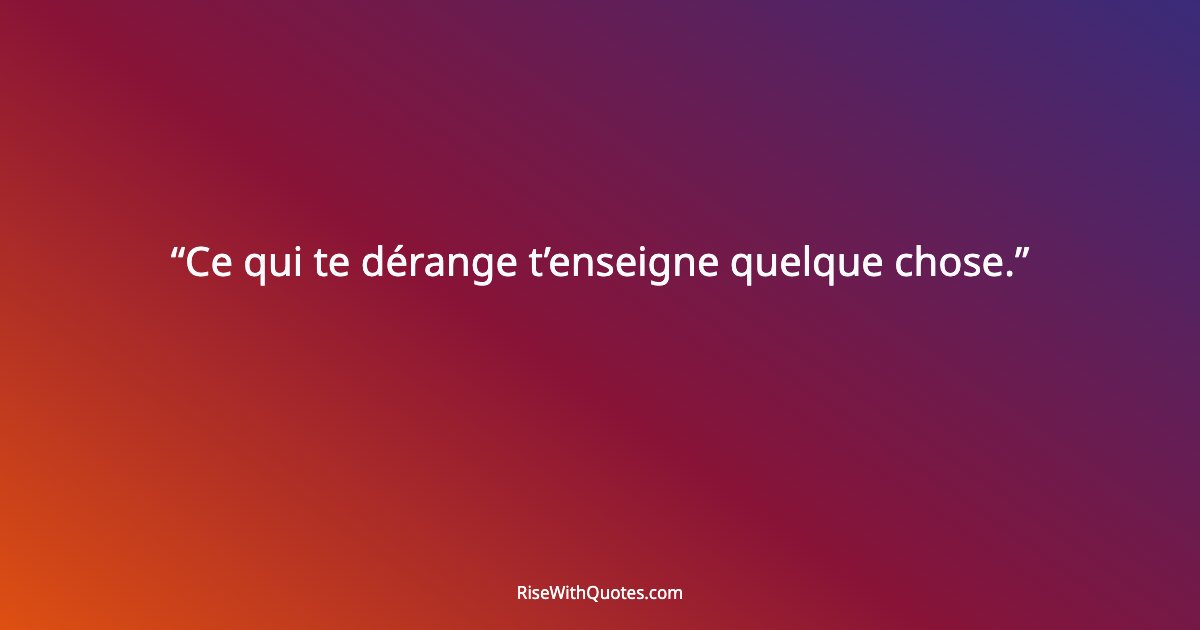 Ce qui te dérange t’enseigne quelque chose.