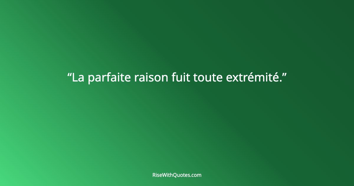 La parfaite raison fuit toute extrémité.