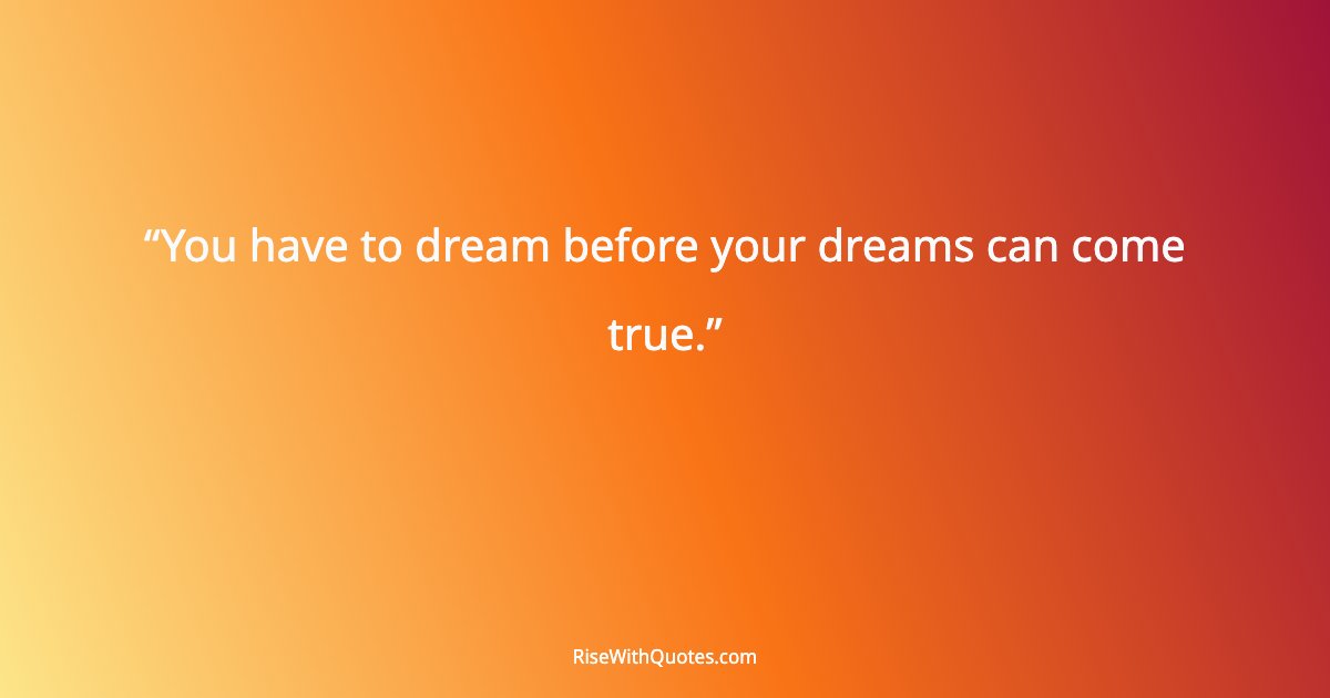 You have to dream before your dreams can come true.